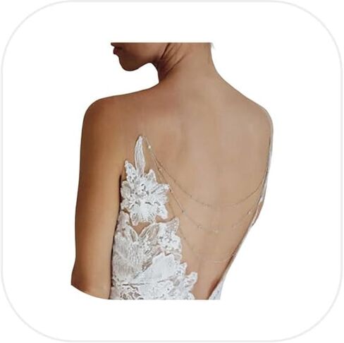 Rhinestone Layered Waterdrop Back Chain Sexy Backless Crystal Necklace Bridal Wedding Backdrop Dress Accessories Body Jewelry for Women in Kuwait