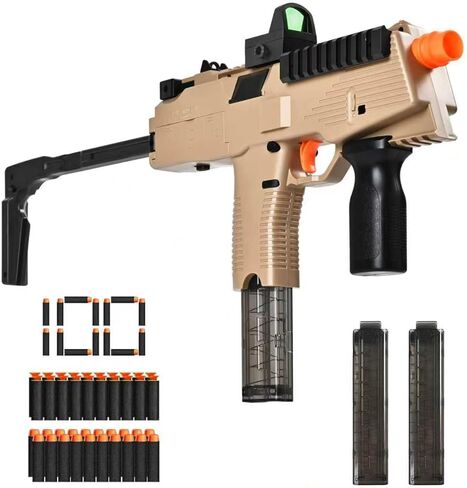 مسدس لعبة واقعي لرصاصات نيرف الناعمة، مجموعة ألعاب MP9 أوتوماتيكية مع 100 سهم ناعم، مجلتين، نطاق، بطارية عالية السعة، مسدس لعبة كهربائي للأطفال من سن 6 إلى 12 عامًا in Kuwait