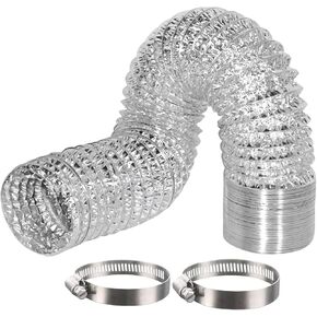 Sunstream 8 بوصة 16 قدم تجفيف تنفيس خرطوم مرنة الألومنيوم مرنة Ducting Ducting Duck Dust Hose لتهوية HVAC تشمل 2 المشابك in Kuwait