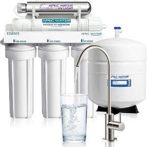 Essence ROES-UV75 Top Tier Violet Sterilizer 75 GPD 6 Stage Ultra Safe Reverse Osmosis Drinking Water Filter System, Plastic UV Housing, White in Saudi Arabia