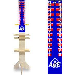 CornholeAce Elite Cornhole Scoreboard - 5.5ft Tall, Hardware Free, Livestream Recording Shelf, 2 Drink Holders, Electronic Score Keeping Area, Interchangeable Top Design, UV Printed in Saudi Arabia