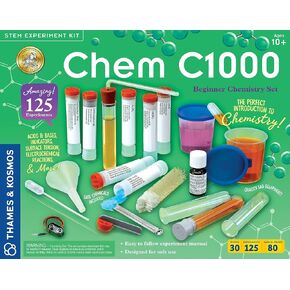Thames & Kosmos Chem C1000 Chemistry Set | Science Kit with 125 Experiments | 80 Page Lab Manual | Student Laboratory Quality Instruments & Chemicals | Parents’ Choice Gold Award Winner in Kuwait