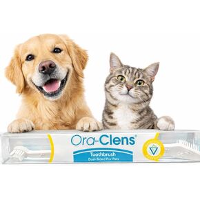 فرشاة أسنان مزدوجة الأطراف - تصميم مريح بزاوية، رقبة طويلة مرنة، خفيفة الوزن، مريحة، تساعد على التحكم في الجير والبلاك ورائحة الفم الكريهة للكلاب والقطط. in Kuwait