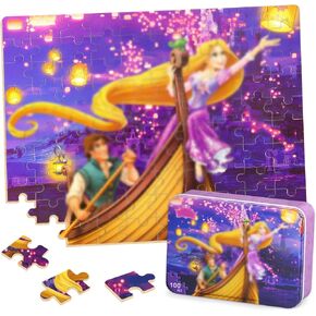 Puzzles for Kids Ages 4-8,Kids Puzzles in a Metal Box,Winter Princess Puzzles,Children Boys Girls Learning Educational Puzzles Packed in Tin Box,100 Pieces in Saudi Arabia
