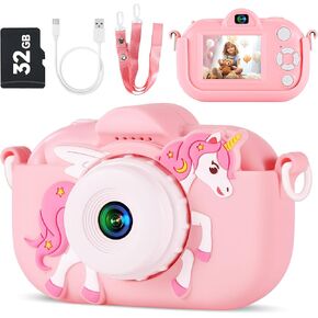 Kids Toy Camera, for Boys Girls Age 3-8, Digital Video Camera with Stickers, Cute Case and 32GB SD Card in Kuwait