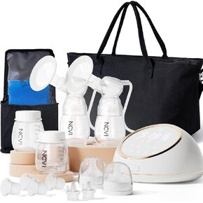 NCVI Electric Breast Pump F1, VibesFlow Dual Control Pump, Hospital-Grade Suction and Double Side Independent Rhythm, Micro-Vibration Milk Pump, Breastfeeding Kit with Storage Bags & Cooler Bags in Kuwait