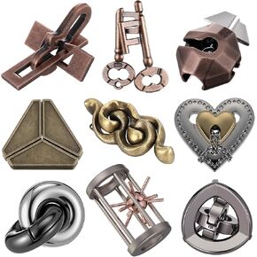 Wettarn 9 Pcs Metal Brain Teaser Puzzles Teaser 3D Steel Puzzle for Adults Unlock Interlocking Games IQ Education Smart Logic Test Toys for Adults Mind Challenge(Novelty Style) in Kuwait