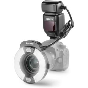 NEEWER RF1-C Marco Ring Flash Compatible with Canon, 76Ws GN15 5600K E-TTL Ring Flash Lighting, 1-1/128 Output, Front/Rear Curtain Sync, Color Gels, Lens Adapter Rings for Macro Photography in Kuwait