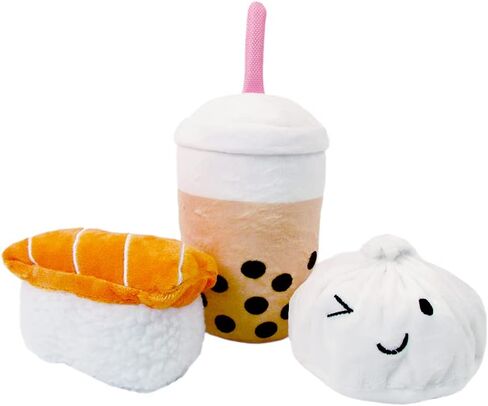 مجموعة TONBO Date Night - ألعاب للكلاب لطيفة من القطيفة المجعدة، شريحة لحم، نبيذ، صلصة in Kuwait