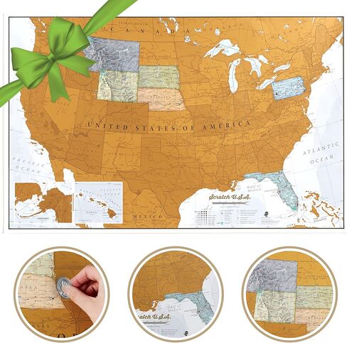 Maps International Scratch the World Watercolor Map – Scratch Off World Map Poster – Most Detailed Cartography - 23 x 33 in Kuwait