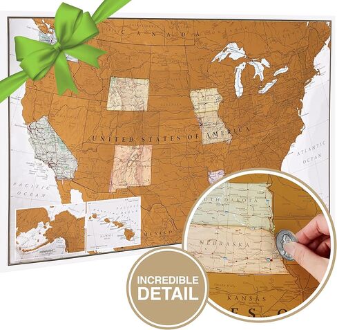 Maps International Scratch the World Watercolor Map – Scratch Off World Map Poster – Most Detailed Cartography - 23 x 33 in Kuwait
