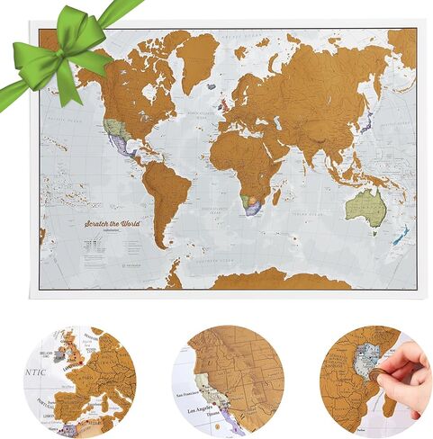 Maps International Scratch the World Watercolor Map – Scratch Off World Map Poster – Most Detailed Cartography - 23 x 33 in Kuwait