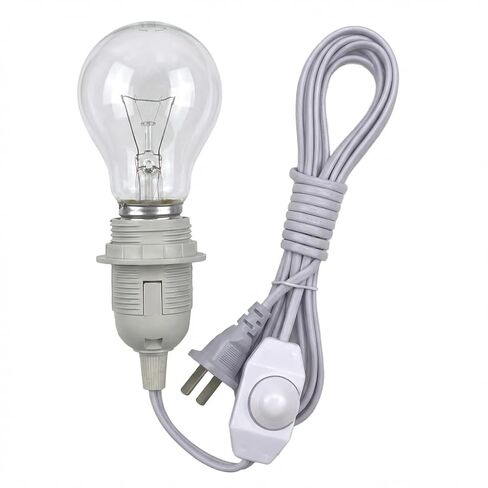 طقم إضاءة قلادة مع مفتاح باهتة بطول 15 قدمًا، مجموعة سلك مصباح معلق في حبل مقبس لمبة إضاءة إديسون لتركيبات إضاءة غنيمة E26 E27 DIY (عبوة واحدة، أبيض) in Kuwait