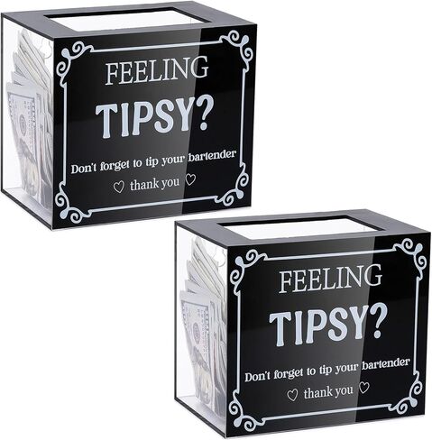 Acrylic Tip Box Tip Collection Jar 6 x 5 x 4 Inch Money Container Acrylic Collection Donation Raffle Cash Money Storage Container for Bars Restaurants Bartender Waiter Waitress in Kuwait