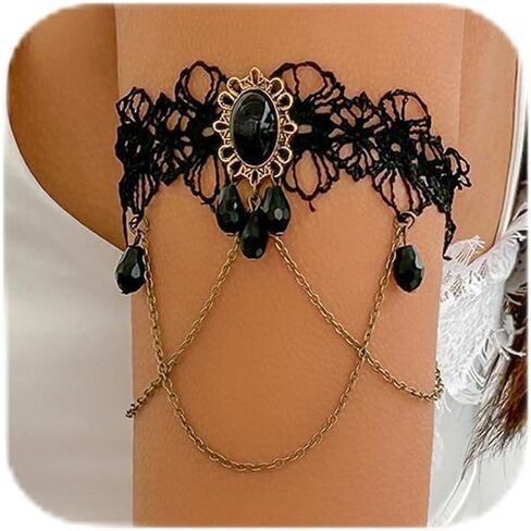Gothic Stars Moon Arm Bracelets Black Arm Cuff Jewelry Punk Upper Chain Armlet Halloween Arm Cuff Bracelet Costume Jewelry for Women in Kuwait