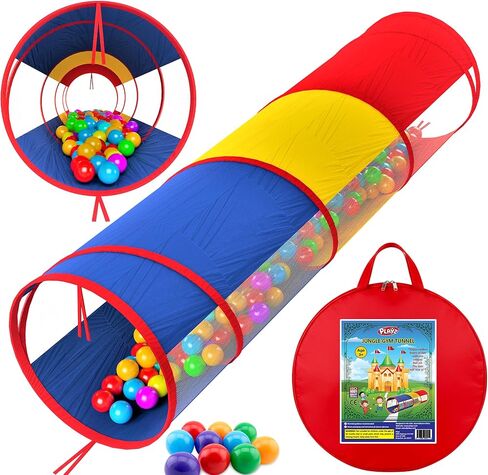 Playz Kids Play Tunnel للأطفال الصغار 1-3 وما فوق، كبير 21 بوصة يفتح نفق أطفال ملون بألوان قوس قزح للأطفال للزحف من خلاله، نفق أطفال داخلي وخارجي للأطفال والقطط والكلاب والحيوانات الأليفة الزحف نفق in Kuwait