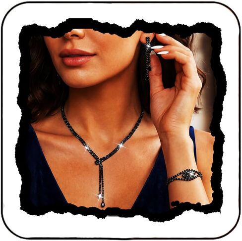 GORAIS Rhinestone Formal Wedding Jewelry Set Silver Prom Necklace Earrings Bracelet Set Bridal Costume Jewelry for Women Brides in Saudi Arabia