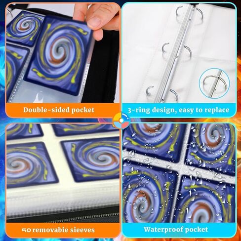 بطاقة الموثق 440 بطاقة جيب ألبوم بطاقات التداول حامل كتب بطاقات 4 جيوب مع 55 أكمام مجموعة بطاقات الألعاب ألبوم جامع بطاقات التداول in Kuwait