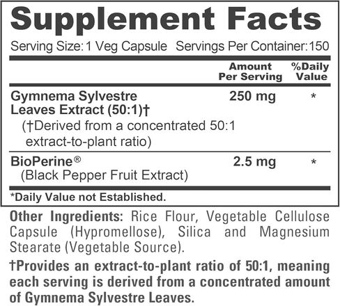 Nusapure Gymnema Sylvestre 50: 1 خلاصة ، 250 ملغ يعادل 12500 ملجم لكل قبعات نباتية - 150 عدد (غير المعدلة وراثيا ، نباتي ، بيوبراين) in Saudi Arabia