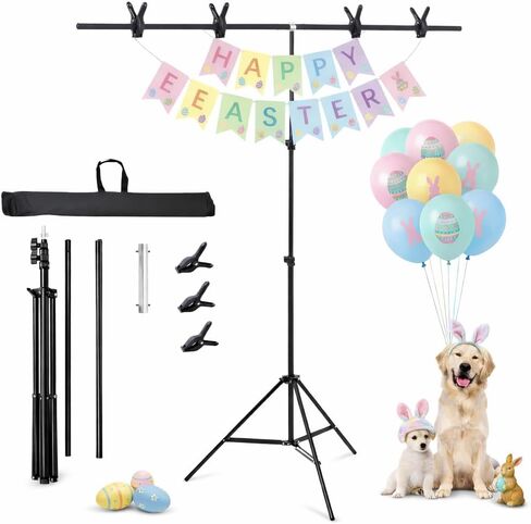 Backdrop Stand for Parties, Banner Stand 6.5 ft x 5 ft T-Shape Portable Photo Studio Background Support Kit with 4 Spring Clamps & Carry Bag for Photography, Video, Studio in Kuwait