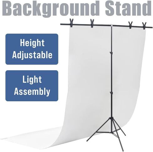 Backdrop Stand for Parties, Banner Stand 6.5 ft x 5 ft T-Shape Portable Photo Studio Background Support Kit with 4 Spring Clamps & Carry Bag for Photography, Video, Studio in Kuwait