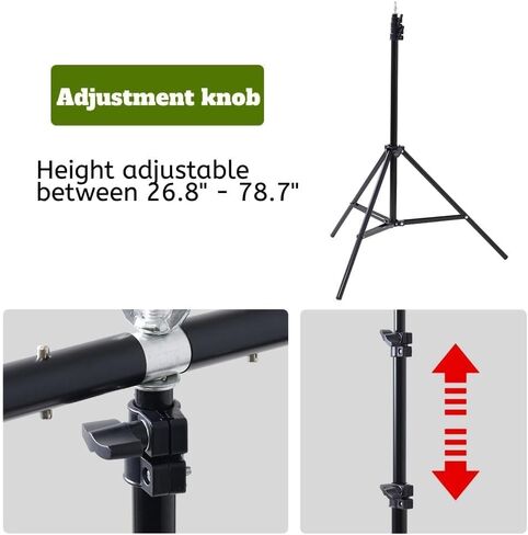 Backdrop Stand for Parties, Banner Stand 6.5 ft x 5 ft T-Shape Portable Photo Studio Background Support Kit with 4 Spring Clamps & Carry Bag for Photography, Video, Studio in Kuwait