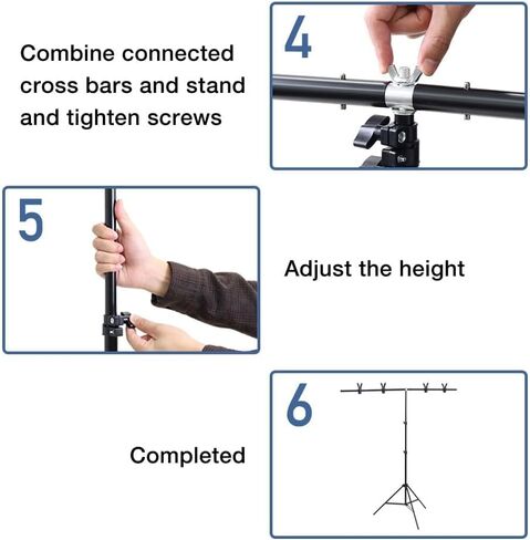 Backdrop Stand for Parties, Banner Stand 6.5 ft x 5 ft T-Shape Portable Photo Studio Background Support Kit with 4 Spring Clamps & Carry Bag for Photography, Video, Studio in Kuwait