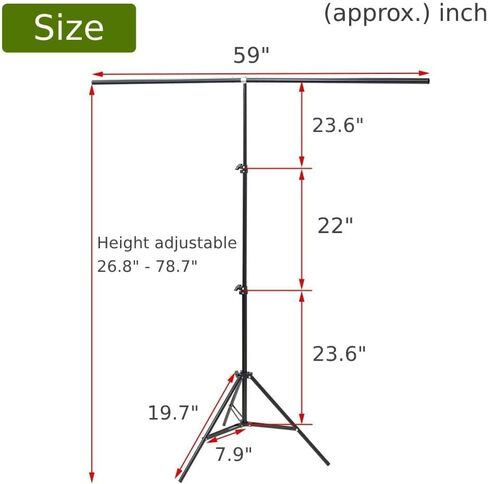 Backdrop Stand for Parties, Banner Stand 6.5 ft x 5 ft T-Shape Portable Photo Studio Background Support Kit with 4 Spring Clamps & Carry Bag for Photography, Video, Studio in Kuwait