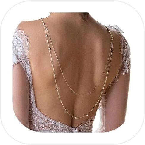 Rhinestone Double Layered Back Chain Jewelry Rhinestone Bridal Back Necklace Sexy Bikini Crystal Shoulder Chain Wedding Backdrop Jewelry for Women in Saudi Arabia