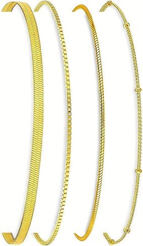 Bracelets Dainty Gold Stack for Women- سوار مقعد بذهب 14 كيلو باس in Kuwait