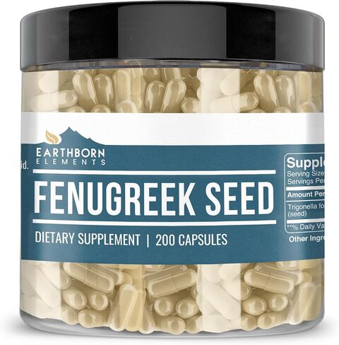 Earthborn Elements بذور الحلبة 200 كبسولة، نقية وغير مخففة، بدون إضافات in Kuwait