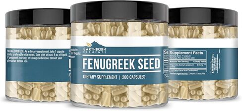 Earthborn Elements بذور الحلبة 200 كبسولة، نقية وغير مخففة، بدون إضافات in Kuwait