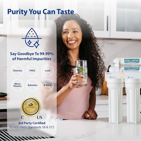 معقم بنفسجي من الطبقة العليا من Essence ROES-UV75، 75 GPD، 6 مراحل، نظام تصفية مياه الشرب بالتناضح العكسي فائق الأمان، غطاء بلاستيكي للأشعة فوق البنفسجية، أبيض in Saudi Arabia