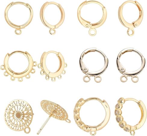 PH PandaHall 30pcs Earring Hooks Huggie Hoop Earring Findings 18K Gold Plated Lever Back Earring Hook 12 Gauge Gold Huggie Earring with Loop for Mom Women Men Earring Jewelry Making, 11.5x15x2mm in Kuwait