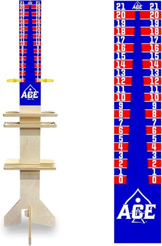 CornholeAce Elite Cornhole Scoreboard - 5.5ft Tall, Hardware Free, Livestream Recording Shelf, 2 Drink Holders, Electronic Score Keeping Area, Interchangeable Top Design, UV Printed in Saudi Arabia