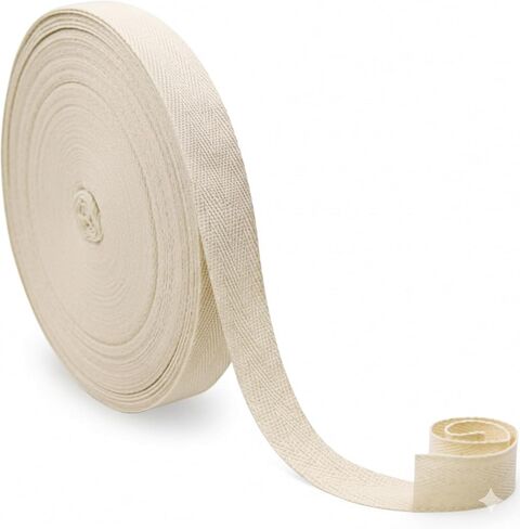 HB Twill tape 100% Cotton Ribbon 55 yards 1 inch Natural Unbleached Herringbone Tape for DIY crafts (Beige) in Kuwait