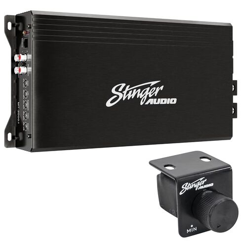 STINGER Audio MT-1000.1v2 Monoblock 1000 Watt RMS Car Audio Compact Subwoofer Amplifier w/Remote Subwoofer Level Control Bass Knob, Class D, Hexfet Mosfet, Subsonic Filter, Low-Pass Filter in Kuwait