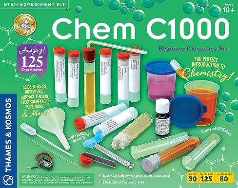 Thames & Kosmos Chem C1000 Chemistry Set | Science Kit with 125 Experiments | 80 Page Lab Manual | Student Laboratory Quality Instruments & Chemicals | Parents’ Choice Gold Award Winner in Kuwait