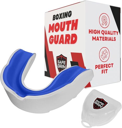 واقي الفم لكرة القدم من SafeGrin - إكسسوارات كرة القدم الأساسية، كرة القدم الواقية للفم، حماية كاملة للفم مع حزام، صديق للأقواس، قطعة فم مثالية لحارس الشفاه للبالغين والشباب in Kuwait