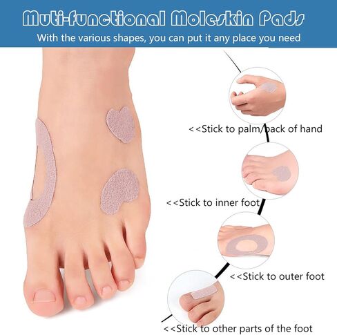 moleskin للأقدام - 2 "× 15 بوصة الشريط moleskin وسادة مرنة ، مثالية للركض ، المشي لمسافات طويلة ، والمشي - بسهولة إلى أي حجم - moleskin لون البشرة الداكنة للبثور (لفاتان) in Kuwait