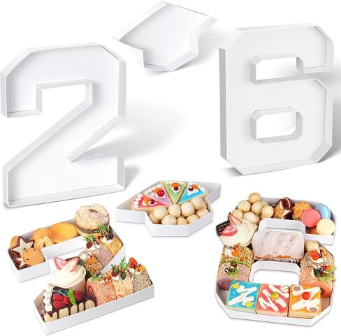 Graduation Number Charcuterie Board Box Decorations 2025, 10" Grad Cardboard Numbers Tray Fillable for Charcuterie, Graduation Centerpieces Tables Decorations for College Grad Party Supplies, Blue in Kuwait
