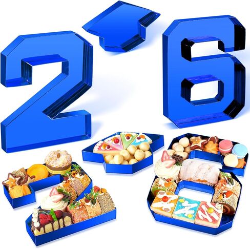 Graduation Number Charcuterie Board Box Decorations 2025, 10" Grad Cardboard Numbers Tray Fillable for Charcuterie, Graduation Centerpieces Tables Decorations for College Grad Party Supplies, Blue in Kuwait