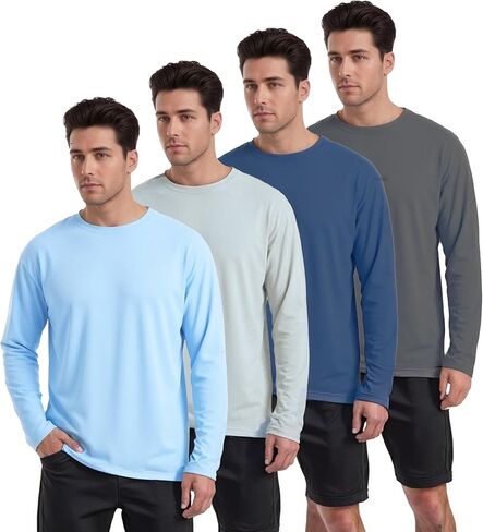 4/6 Pack Men's Long Sleeves Dry Fit Shirts, UPF 50+ Rash Guard Swim SPF Fishing UV Sun Protection Shirts in Kuwait