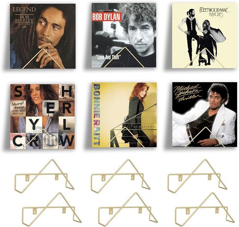 Vinyl Record Holder Wall Mount Vinyl Record Shelf - 6 Pack 8-inch Gold Metal Vinyl Record Display Shelf Vinyl Holder for Vinyl Display & Vinyl Storage, Includes Mounting Hardware for Record Shelves in Kuwait