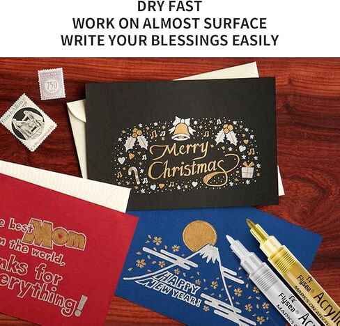 أقلام طلاء أكريليك، قلم طلاء أكريليك للصخور، الخشب، الزجاج، البيض، الأحذية، المعدن والسيراميك، القماش، أقلام طلاء دقيقة 0.7 مم، مجموعة تزيين فنية مائية (أبيض وأسود) in Kuwait