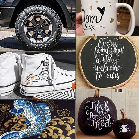 أقلام طلاء أكريليك، قلم طلاء أكريليك للصخور، الخشب، الزجاج، البيض، الأحذية، المعدن والسيراميك، القماش، أقلام طلاء دقيقة 0.7 مم، مجموعة تزيين فنية مائية (أبيض وأسود) in Kuwait