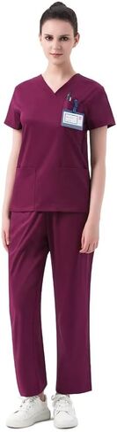 الدعك للنساء مجموعة ، موحدة طبية ، سراويل طبية ، سراويل مستقيمة ، حزام مرن ، 4 جيوب in Kuwait