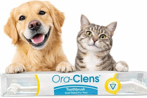 فرشاة أسنان مزدوجة الأطراف - تصميم مريح بزاوية، رقبة طويلة مرنة، خفيفة الوزن، مريحة، تساعد على التحكم في الجير والبلاك ورائحة الفم الكريهة للكلاب والقطط. in Kuwait