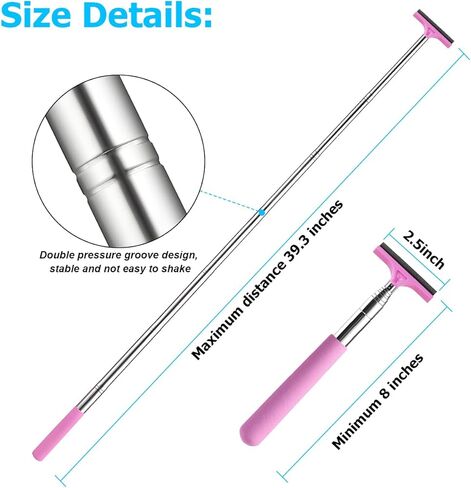 Car Rearview Mirror Wiper, Telescopic Vehicle Side Mirror Glass Squeegee with Long Rod, Retractable Portable Automotive Window Cleaning Tool Accessories, Universal for Most Cars (Purple) in Kuwait