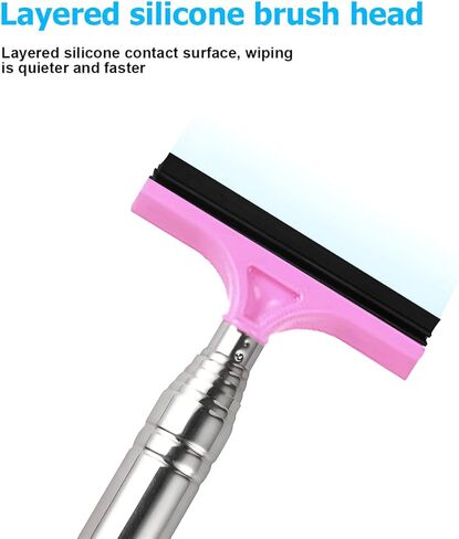 Car Rearview Mirror Wiper, Telescopic Vehicle Side Mirror Glass Squeegee with Long Rod, Retractable Portable Automotive Window Cleaning Tool Accessories, Universal for Most Cars (Purple) in Kuwait